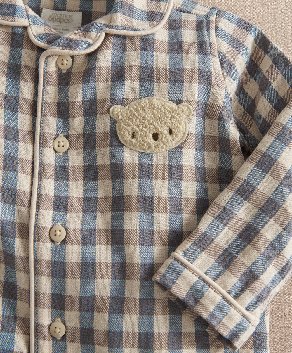 Mamas &amp; Papas Pyjamas &amp; Nightwear Bear Gingham Pyjama Set