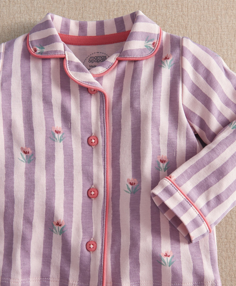 Mamas &amp; Papas Pyjamas &amp; Nightwear Floral Stripe Long Sleeve Pyjama Set