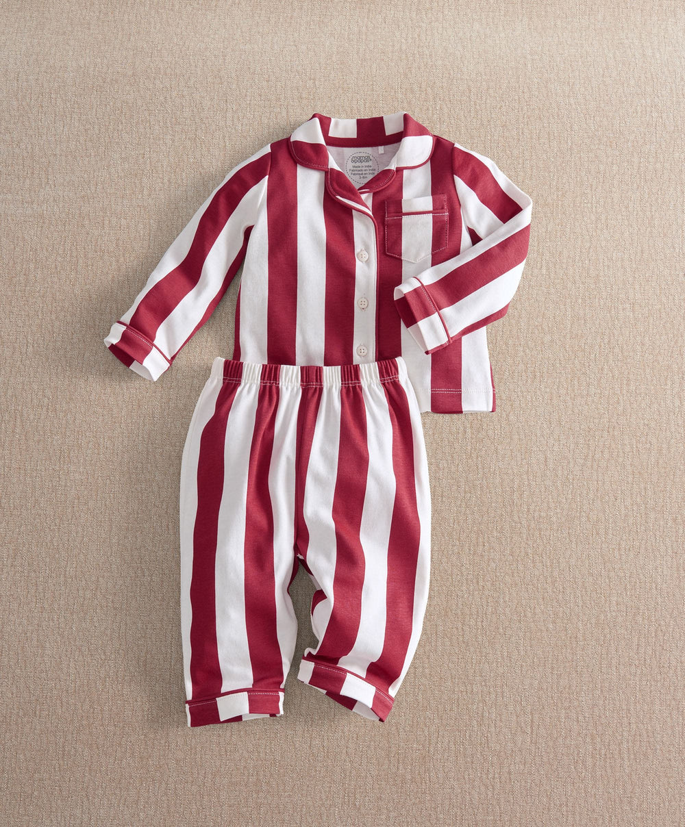 Mamas &amp; Papas Pyjamas &amp; Nightwear Red Stripe Jersey Pyjama Set