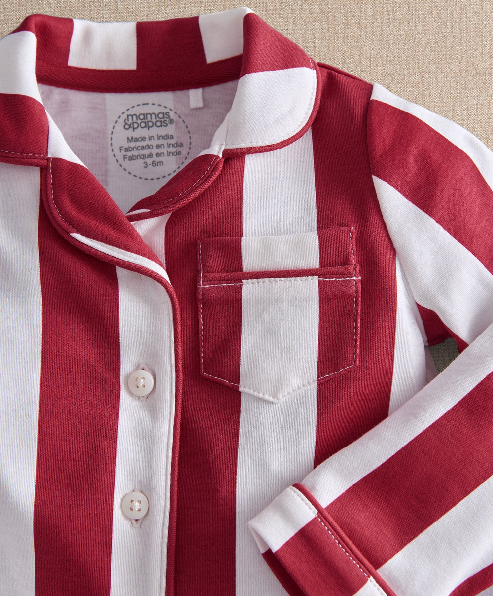 Mamas &amp; Papas Pyjamas &amp; Nightwear Red Stripe Jersey Pyjama Set