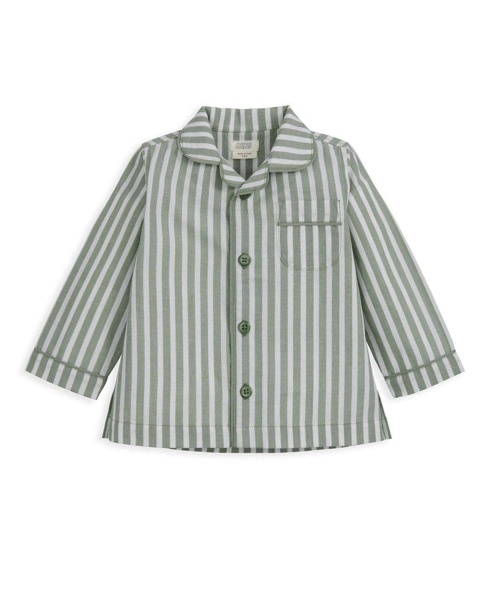 Mamas &amp; Papas Pyjamas &amp; Nightwear Woven Green Stripe Pyjamas