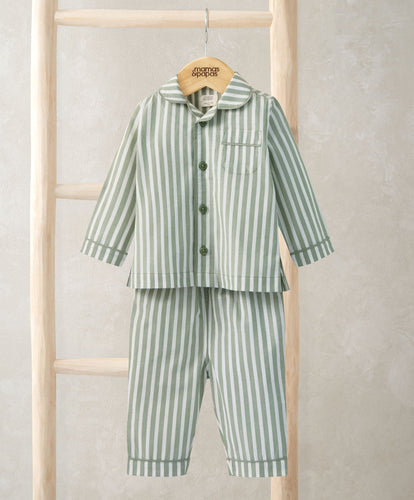 Mamas & Papas Pyjamas & Nightwear Woven Green Stripe Pyjamas