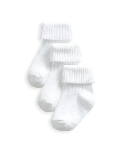 Mamas & Papas Ribbed Socks (3 Pack) - White