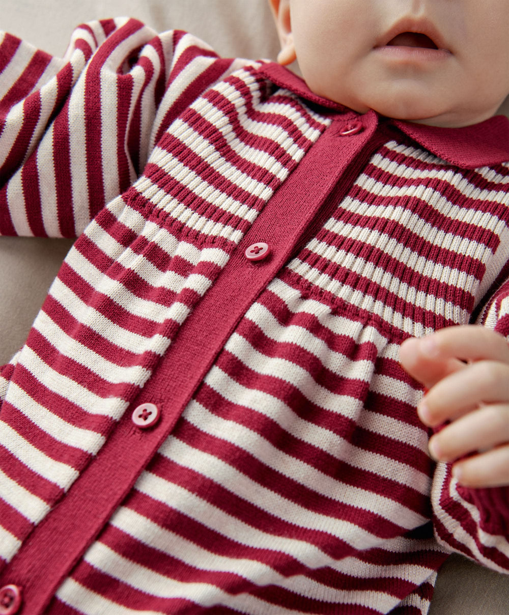 Mamas &amp; Papas Ribbed Striped Knit Romper
