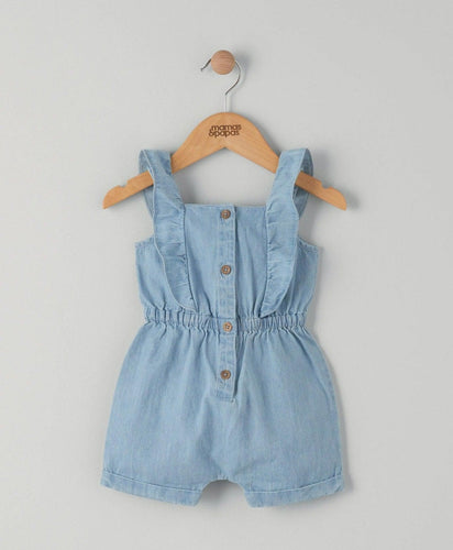 Mamas & Papas Rompers Blue Frilled Chambray Playsuit