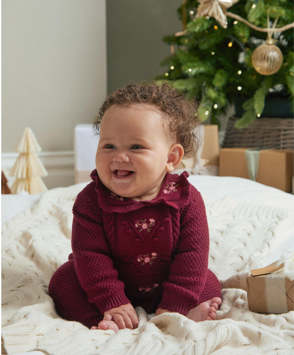 Mamas &amp; Papas Rompers Burgundy Soft Knit Romper
