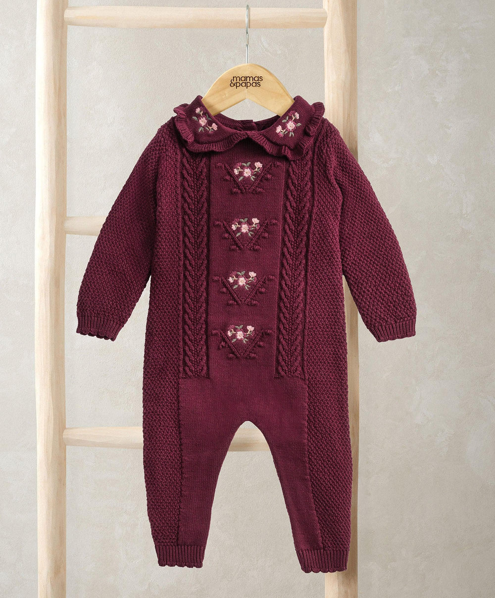 Mamas &amp; Papas Rompers Burgundy Soft Knit Romper