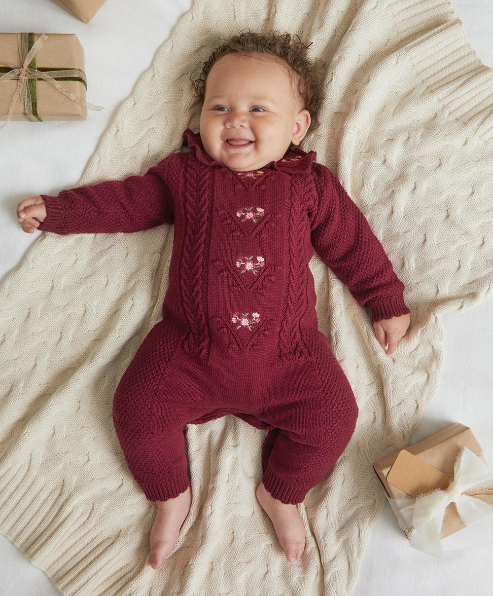 Mamas &amp; Papas Rompers Burgundy Soft Knit Romper