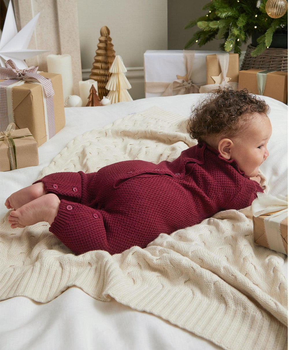 Mamas &amp; Papas Rompers Burgundy Soft Knit Romper