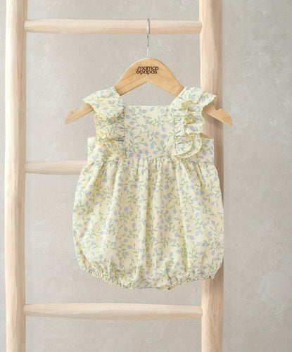 Mamas & Papas Rompers Double Frill Sleeve Romper - Climbing Buds Print