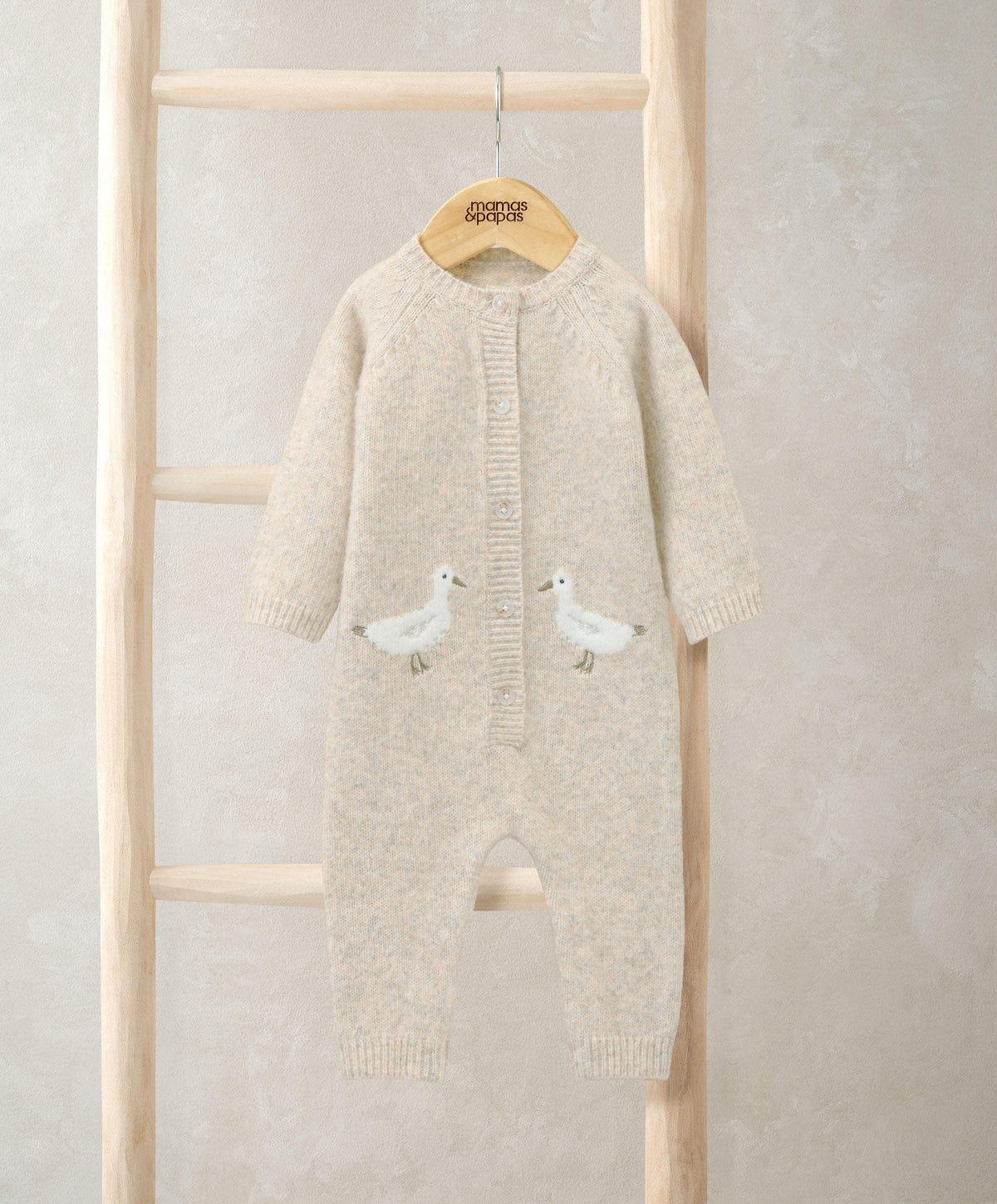 Mamas & Papas Rompers Duck Knitted Romper – Oatmeal