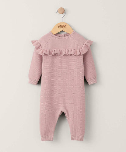 Mamas & Papas Rompers Frill Detail Knitted Romper - Pink