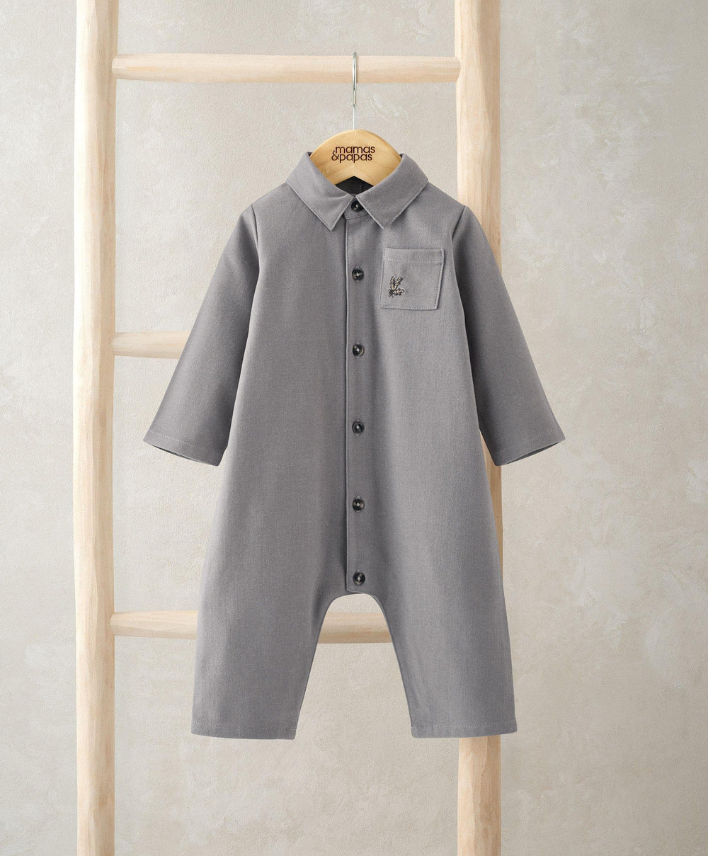 Mamas &amp; Papas Rompers Grey Woven Romper