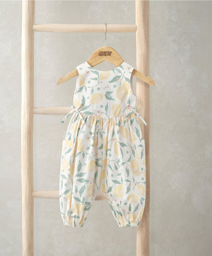 Mamas & Papas Rompers Mock Bow Romper - Lemon Print