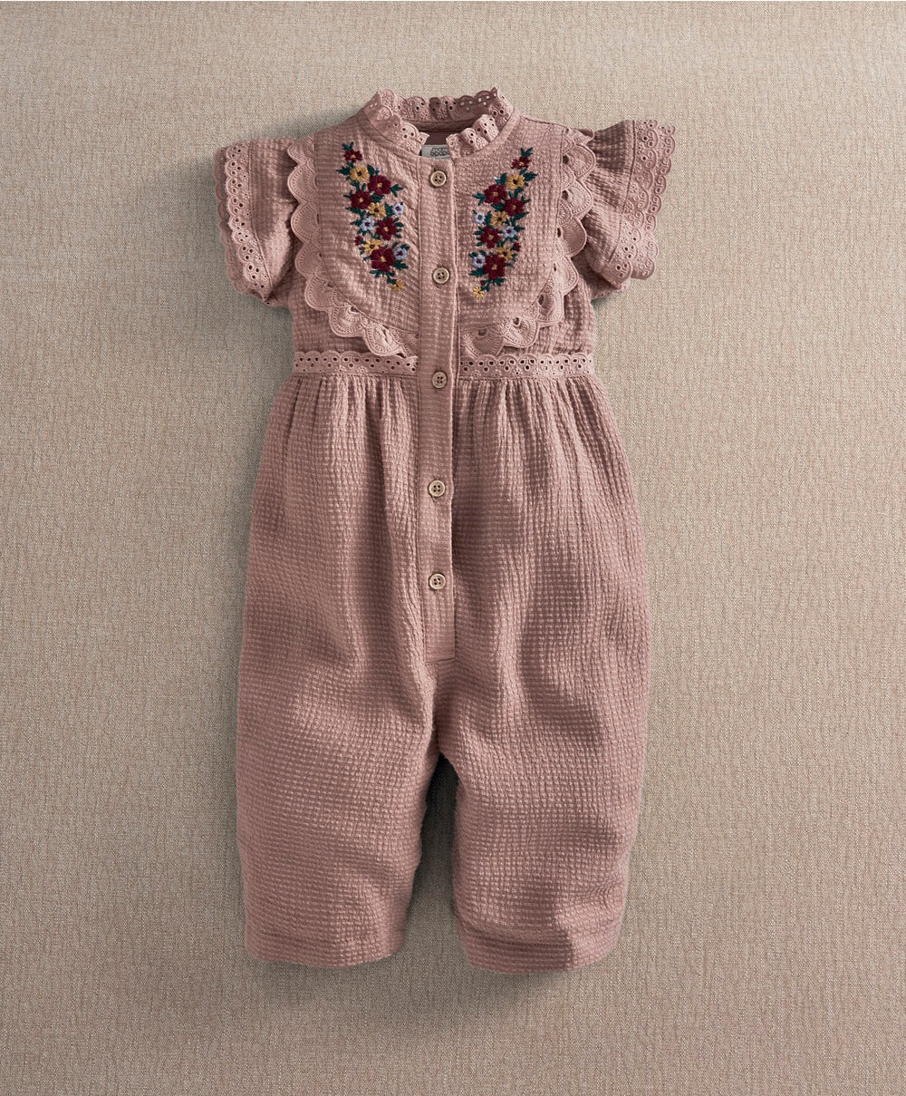 Mamas &amp; Papas Rompers Pink Embroidered Romper
