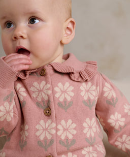 Mamas & Papas Rompers Pink Floral Knitted Romper