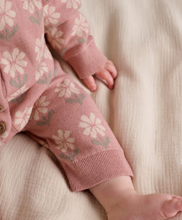 Mamas & Papas Rompers Pink Floral Knitted Romper