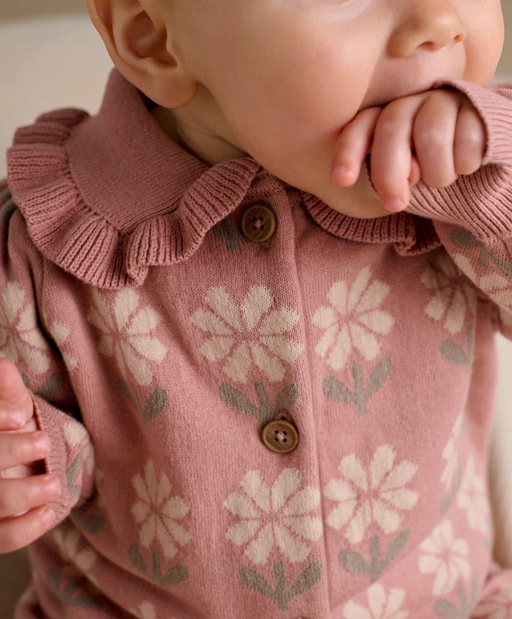Mamas &amp; Papas Rompers Pink Floral Knitted Romper