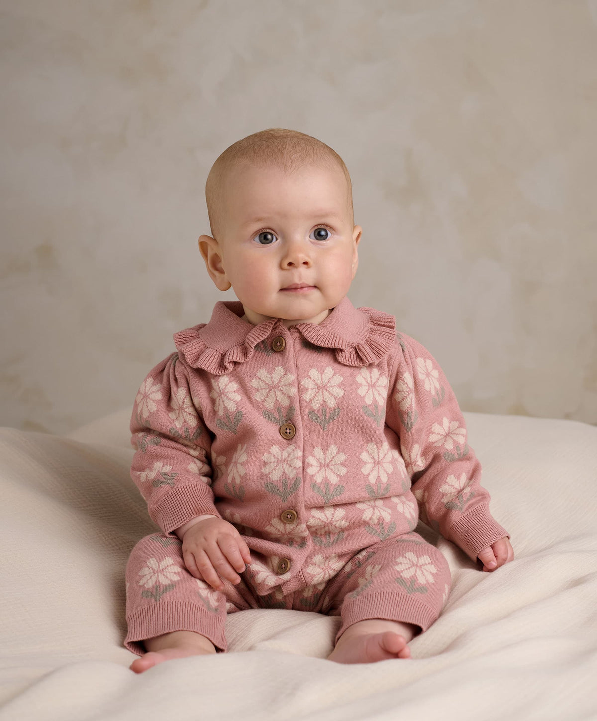 Mamas & Papas Rompers Pink Floral Knitted Romper