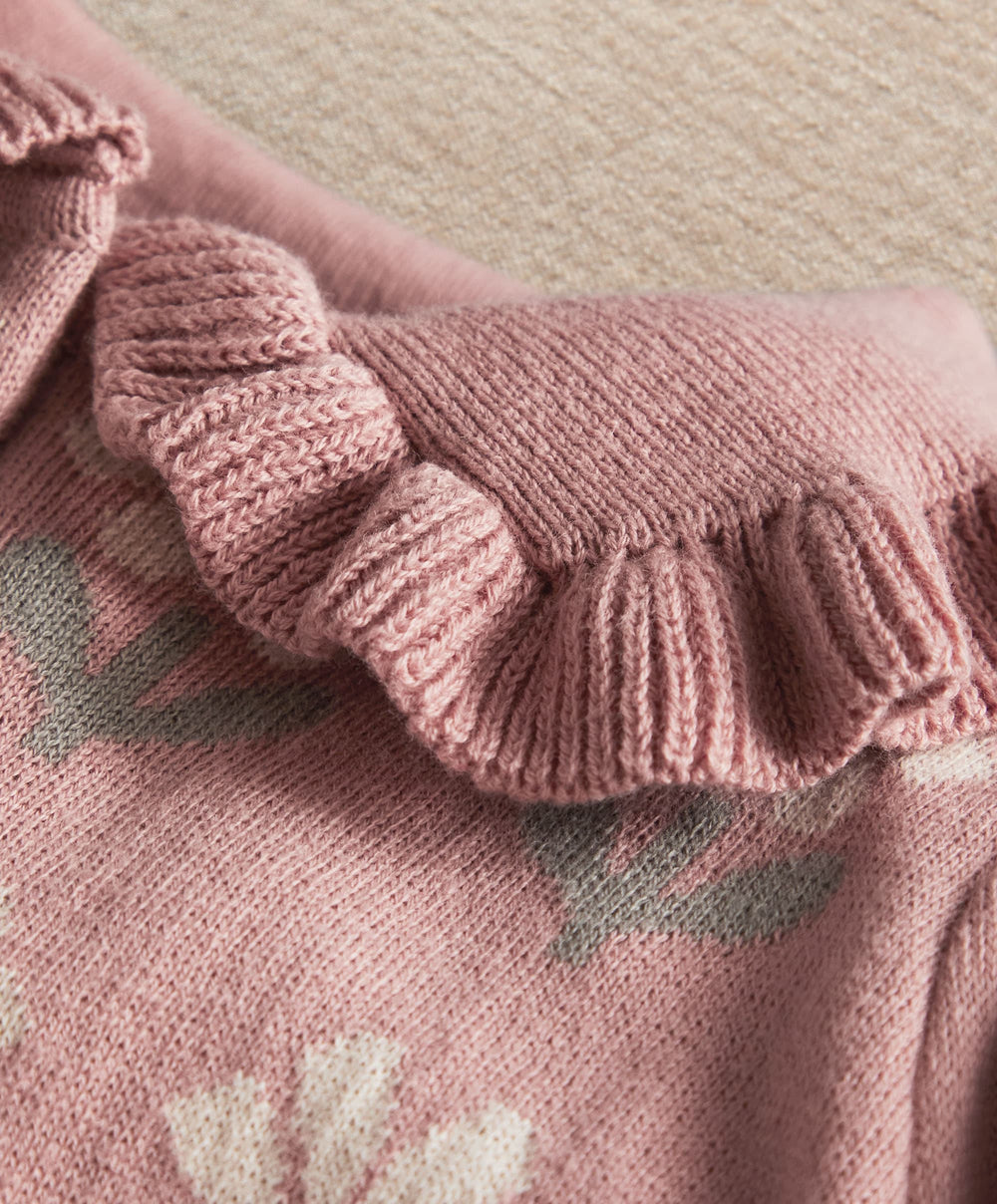 Mamas &amp; Papas Rompers Pink Floral Knitted Romper