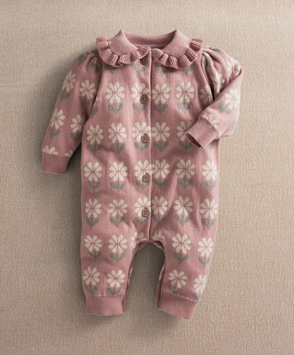 Mamas &amp; Papas Rompers Pink Floral Knitted Romper