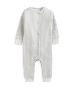 Mamas & Papas Rompers Ribbed Long-Sleeve Romper - Grey