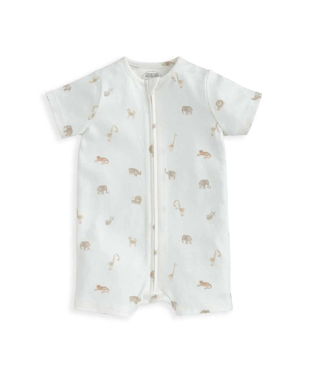 Mamas &amp; Papas Rompers Safari All Over Print Shortie Romper