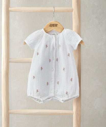 Mamas & Papas Rompers Short Sleeve Floral Romper