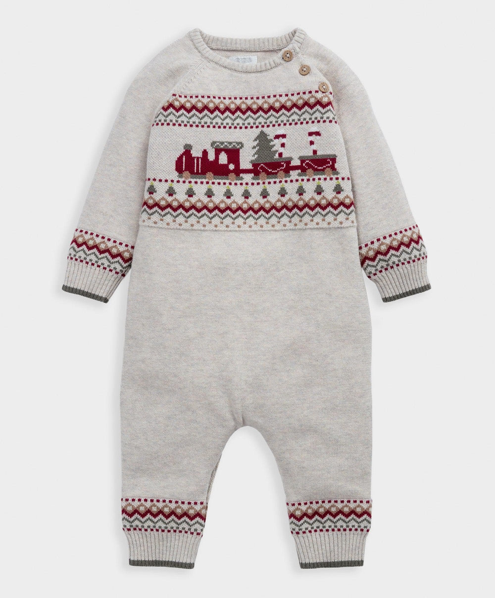 Mamas &amp; Papas Rompers Train Knitted Christmas Romper