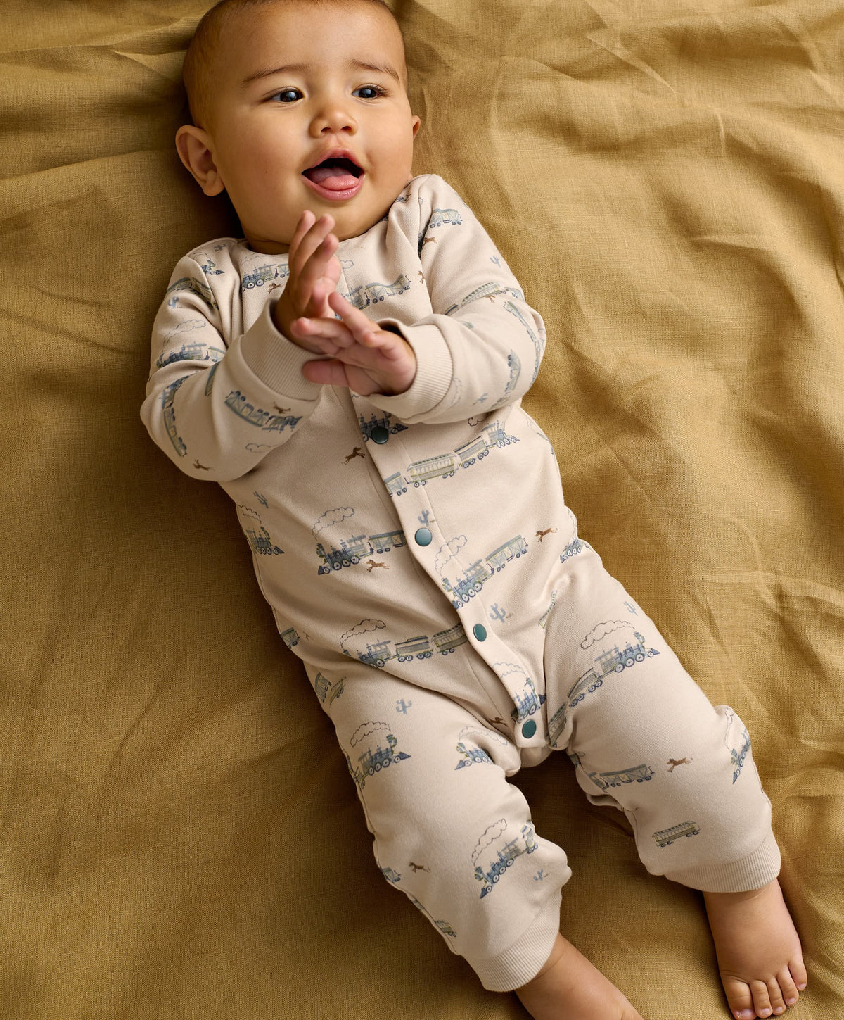 Mamas & Papas Rompers Train Long Sleeve Romper