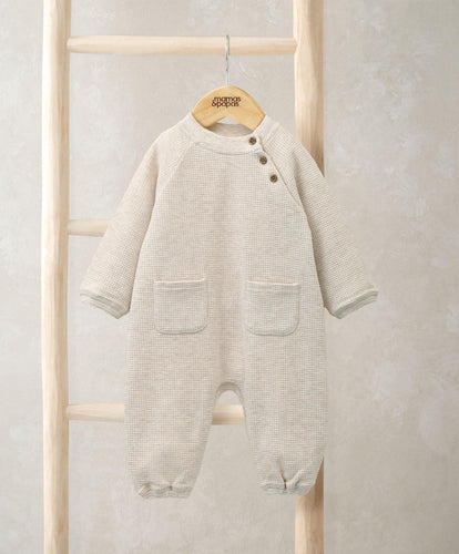 Mamas & Papas Rompers Waffle Textured Romper with Curved Pockets - Brown