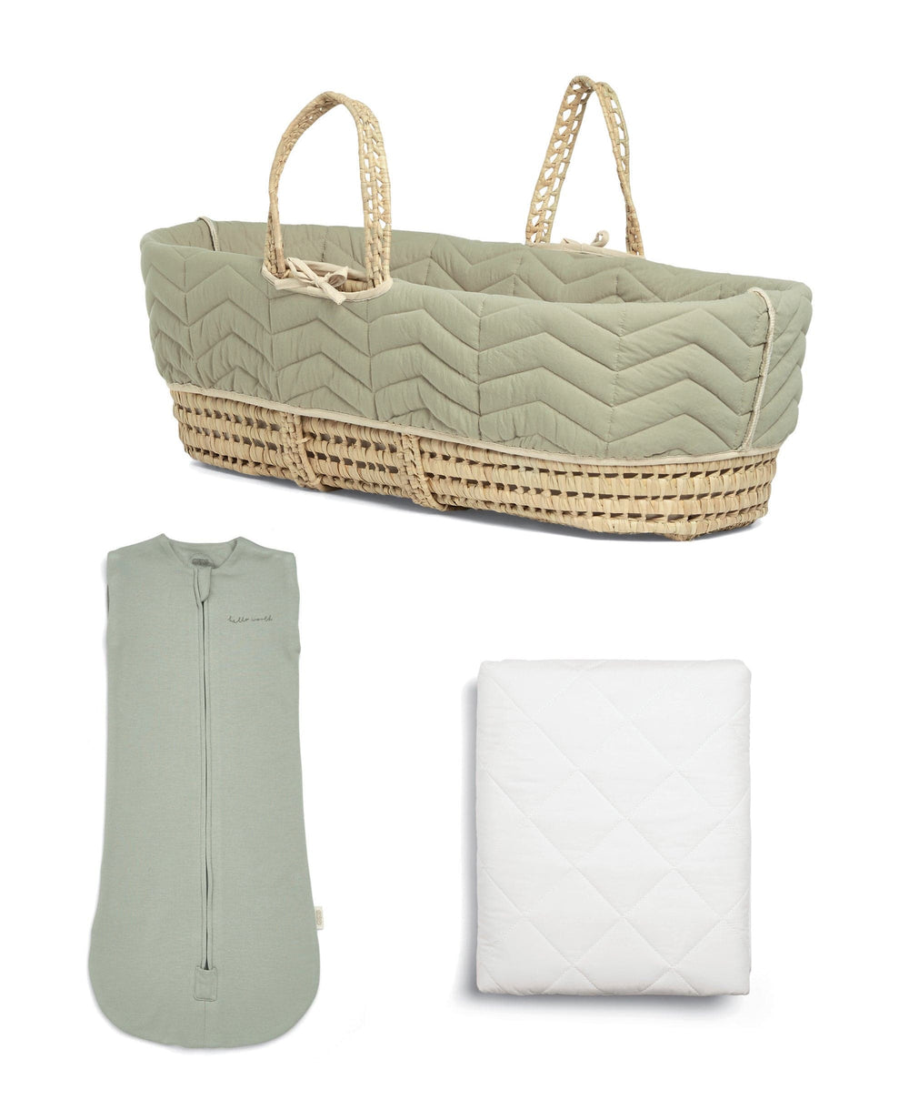 Mamas &amp; Papas Sage Moses Basket Bundle (3 Pieces)