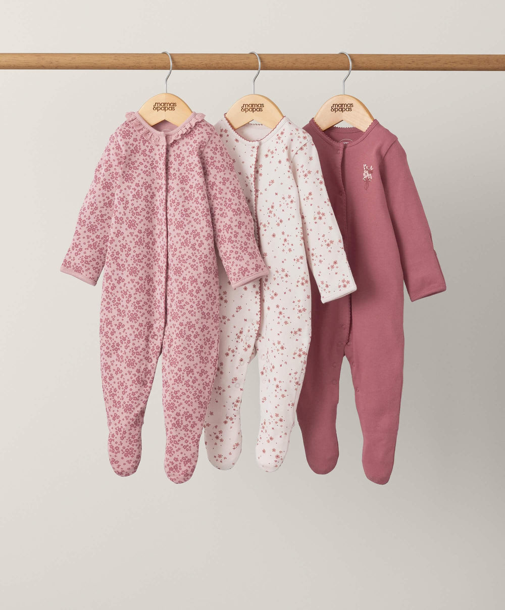 Mamas & Papas Scarlet Blooms Sleepsuits (3 Pack)