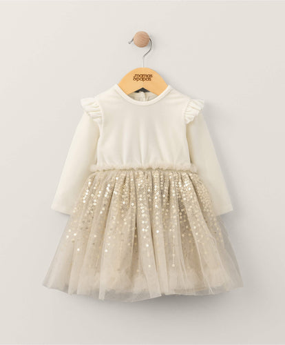 Mamas & Papas Sequin Ballerina Dress - Cream
