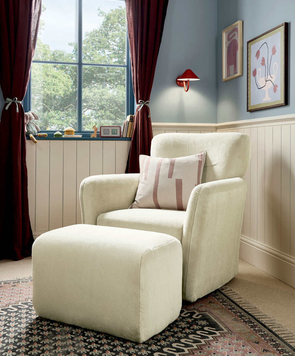 Mamas &amp; Papas Settle Nursing Chair &amp; Stool - Feather Sherpa