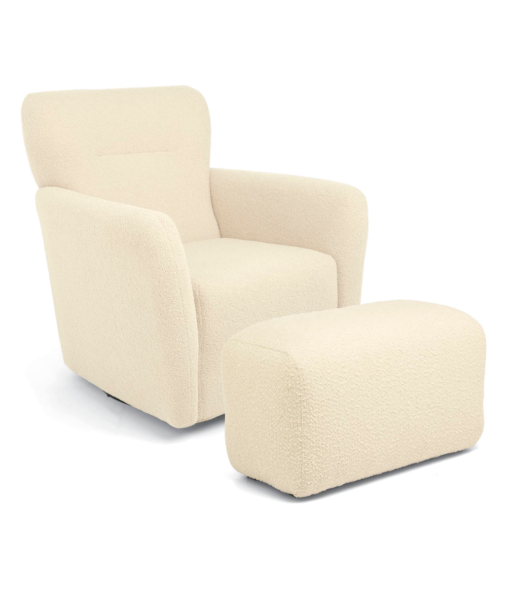 Mamas &amp; Papas Settle Swivel Nursing Chair &amp; Stool - Off White Boucle