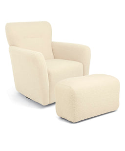 Mamas & Papas Settle Swivel Nursing Chair & Stool - Off White Boucle