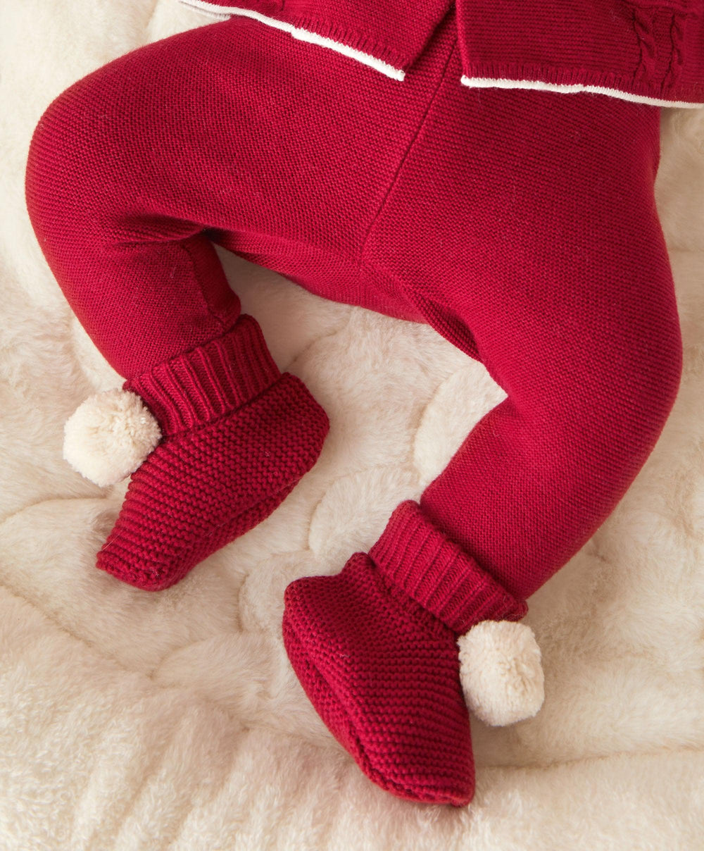 Mamas &amp; Papas Shoes &amp; Booties Pom Pom Booties - Red