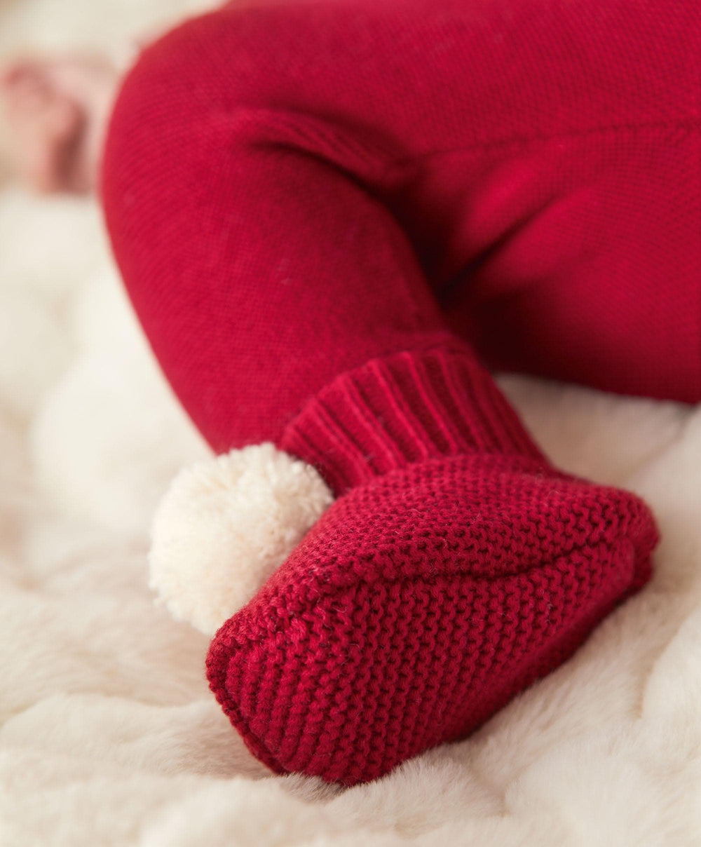 Mamas &amp; Papas Shoes &amp; Booties Pom Pom Booties - Red