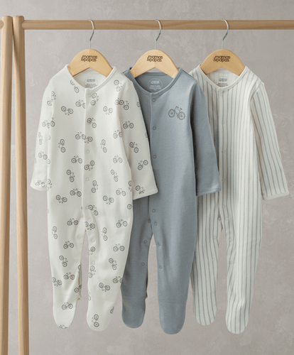 Mamas & Papas Sleepsuits Bicycle Print Sleepsuits (Set of 3)