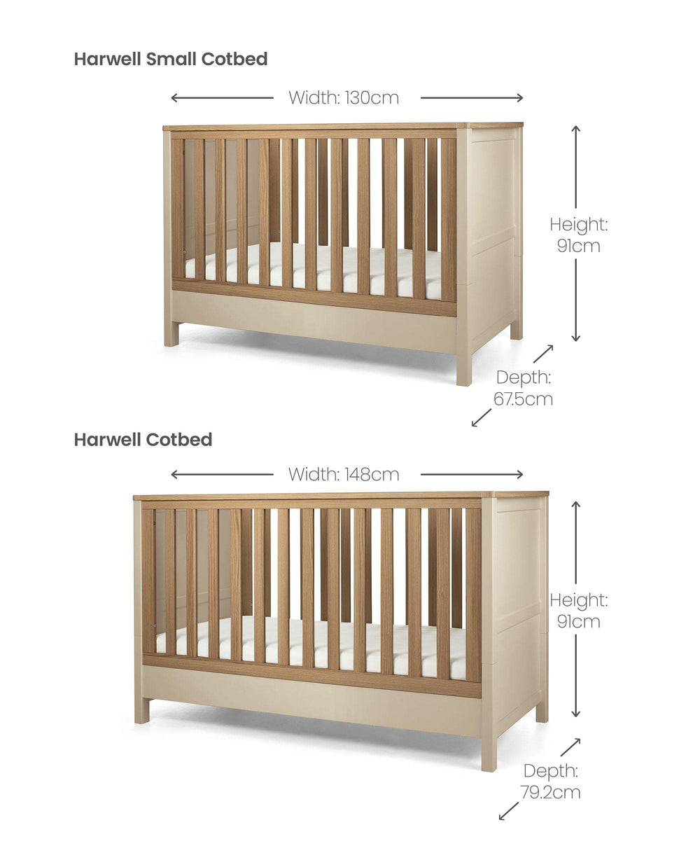 Mamas &amp; Papas Small Cotbed Bundles Harwell 3 Piece Small Cotbed Range with Dresser Changer &amp; Wardrobe - Cashmere