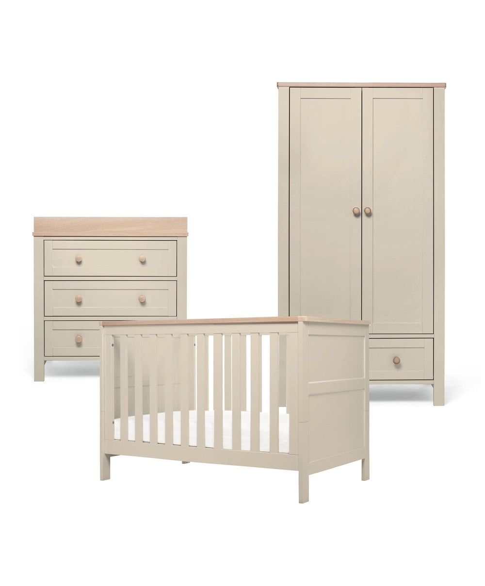 Mamas &amp; Papas Small Cotbed Bundles Wedmore 3 Piece Small Cotbed Range With Dresser Changer &amp; Wardrobe - Cashmere.
