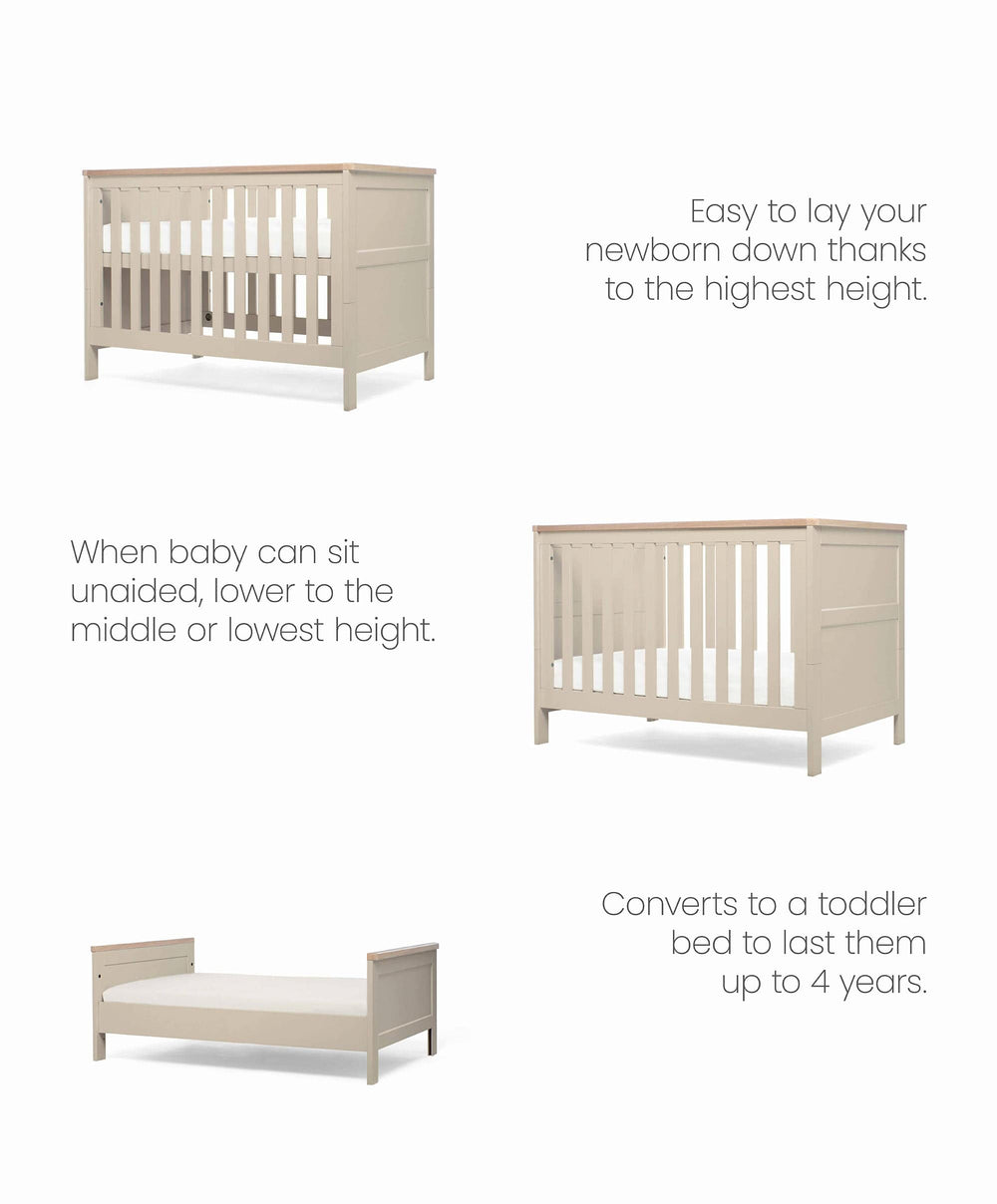 Mamas &amp; Papas Small Cotbed Bundles Wedmore 3 Piece Small Cotbed Range with Dresser Changer &amp; Wardrobe - Pebble