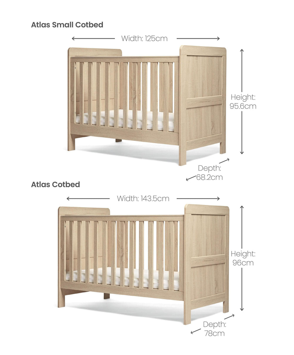Mamas &amp; Papas Small Cotbeds Atlas Small Cotbed - Light Oak