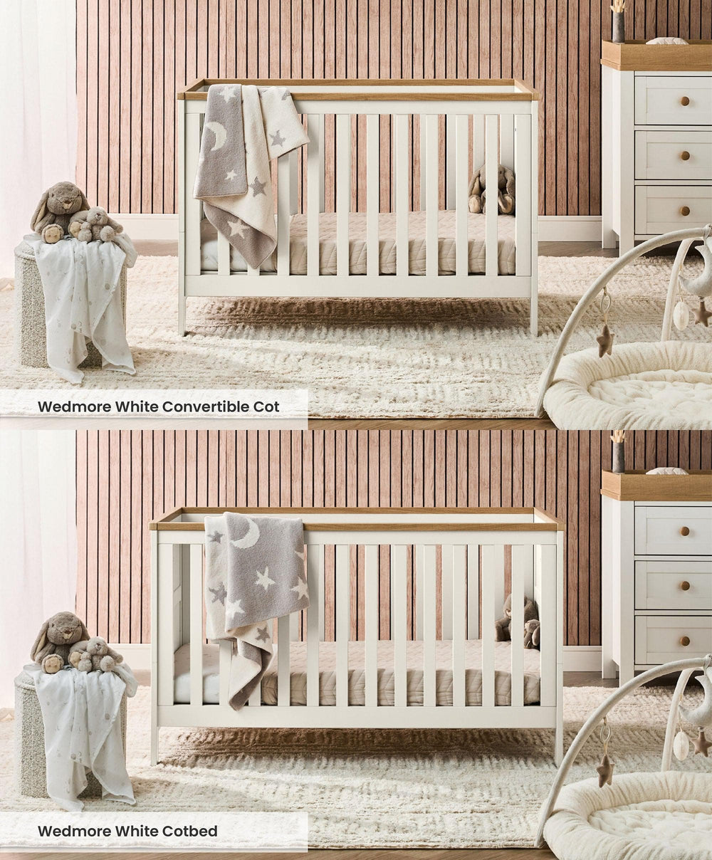 Mamas &amp; Papas Small Cotbeds Wedmore Convertible Cot - White/Natural