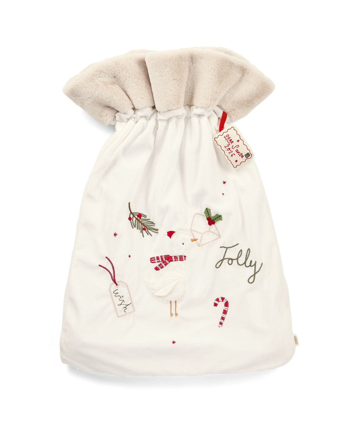 Mamas & Papas Stockings Large Sack - White Emb 2026 Personalisable