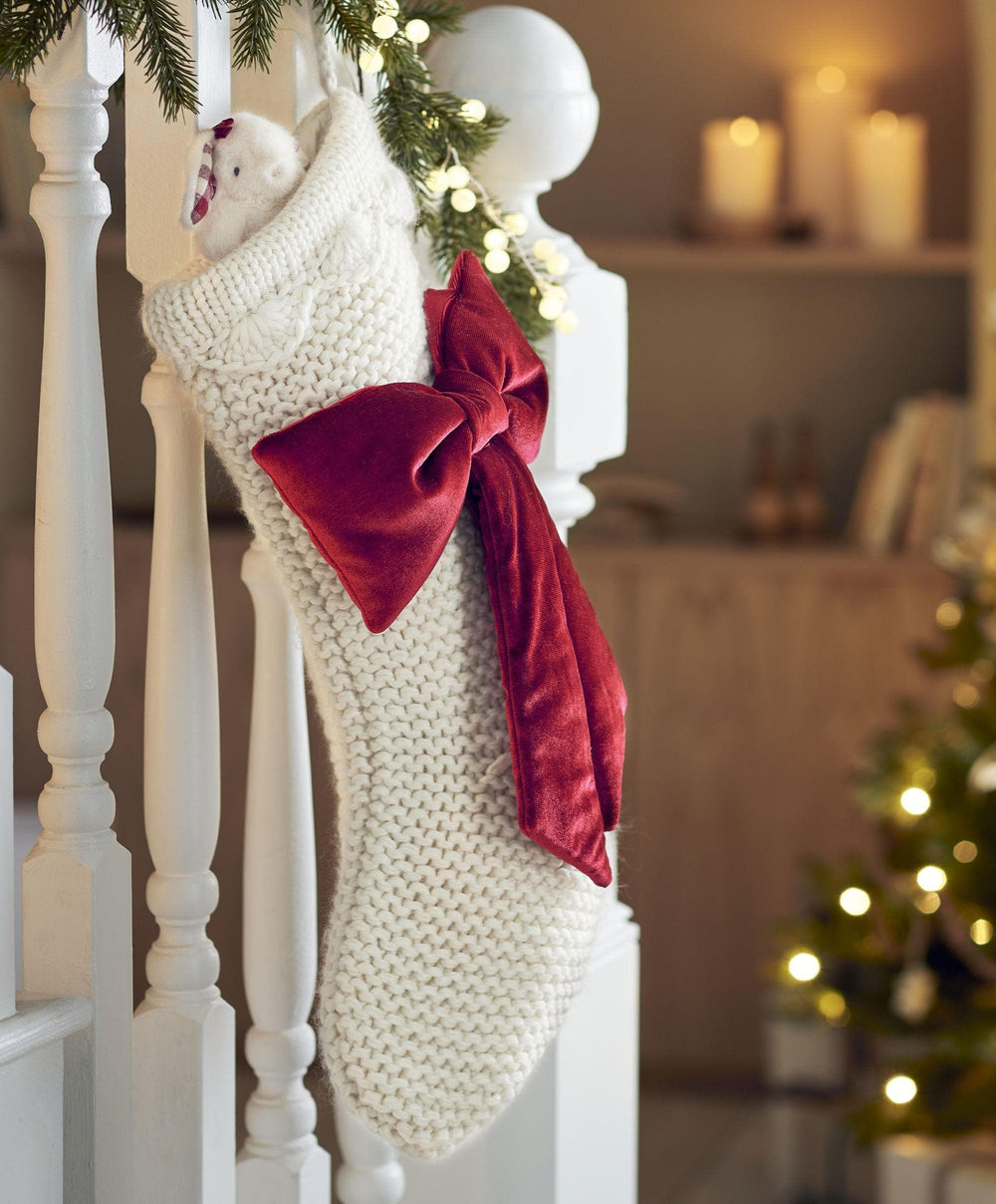 Mamas &amp; Papas Stockings Velvet Bow Christmas Stocking