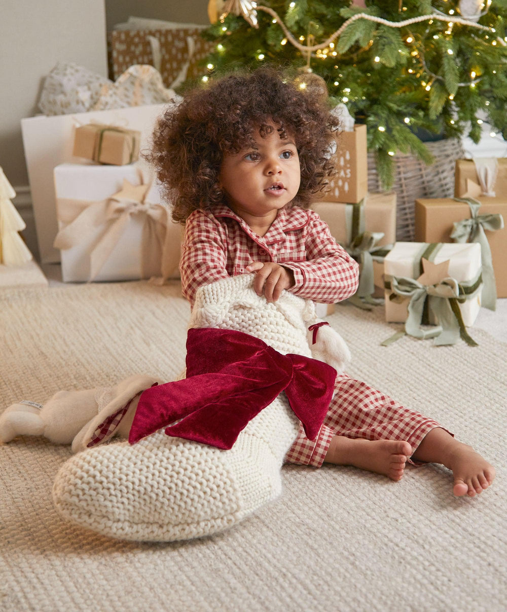 Mamas &amp; Papas Stockings Velvet Bow Christmas Stocking