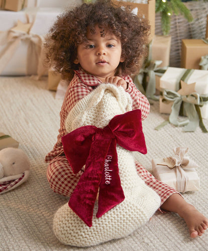 Mamas & Papas Stockings Velvet Bow Christmas Stocking