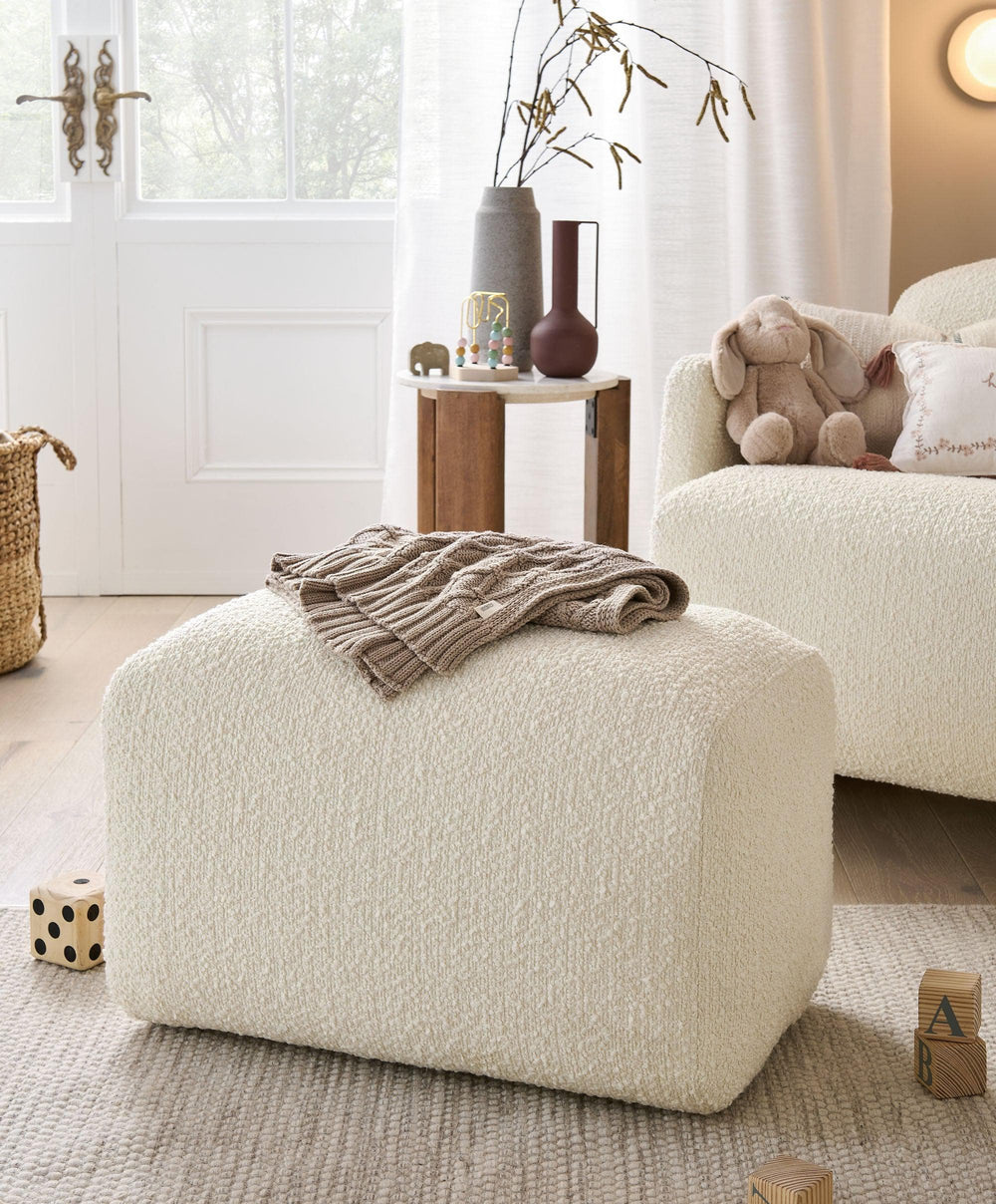Mamas &amp; Papas Stools Royton Footstool - Oyster Chenille Boucle
